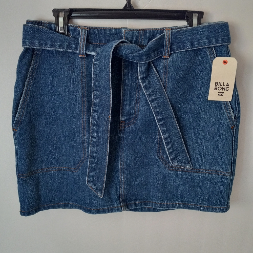 Billabong Tie Waist Denim Mini Skirt